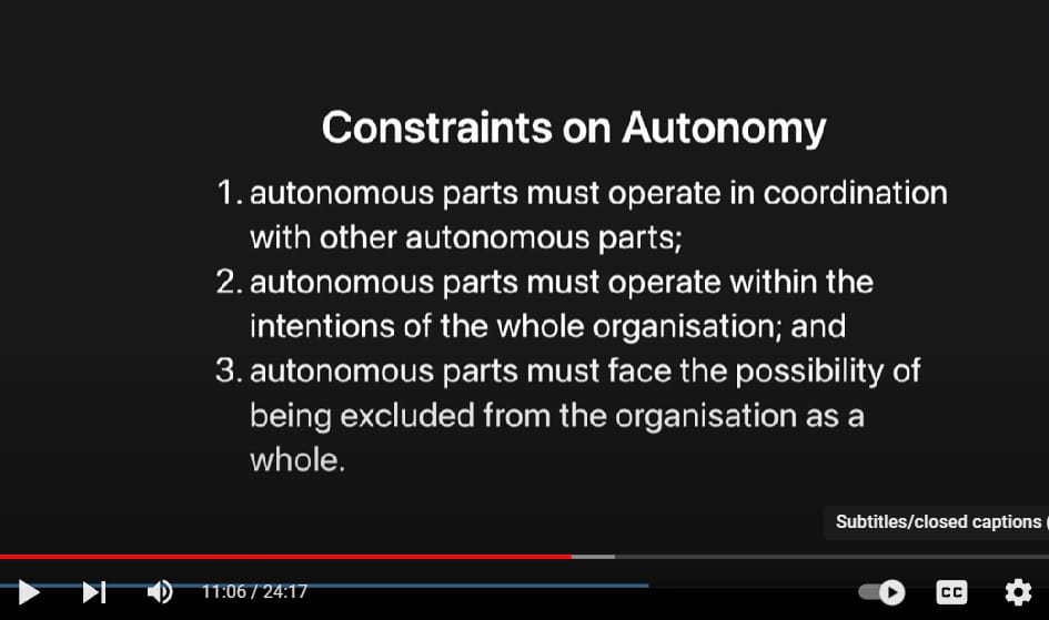 Video Presentation slide for Constraints on Autonomy