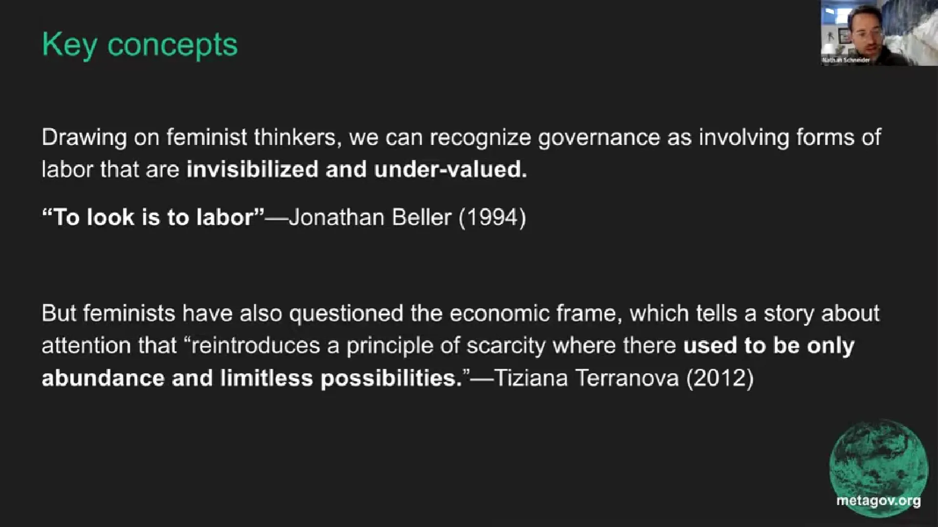 Governance Surfaces Attention Economy_Schneider_Slide 5 Key Concept Quotes Beller & Terranova